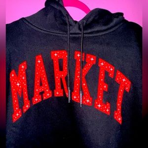 Market Black Hoodie | Arc Puff Hoodie | Size XL